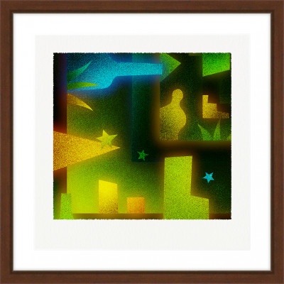 緑と瓶 [しかくいえ]19【絵画】 額装サイズ266mmx266mm