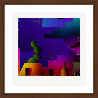 街と宵 [しかくいえ]23【絵画】 額装サイズ266mmx266mm