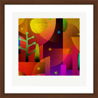 塔と夜[しかくいえ]25【絵画】 額装サイズ266mmx266mm