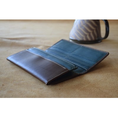 本革長財布 チョコ 高級イタリアンレザー使用