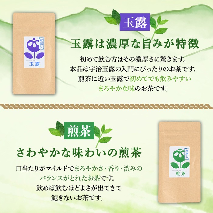 水出し宇治茶とハリオフィルターインボトルのセット(お茶2種・ボトル1本) 水出し お茶 宇治茶 緑茶 玉露 煎茶 ハリオ HARIO フィルターインボトル 【uj-AG001】【宇治日の出園】