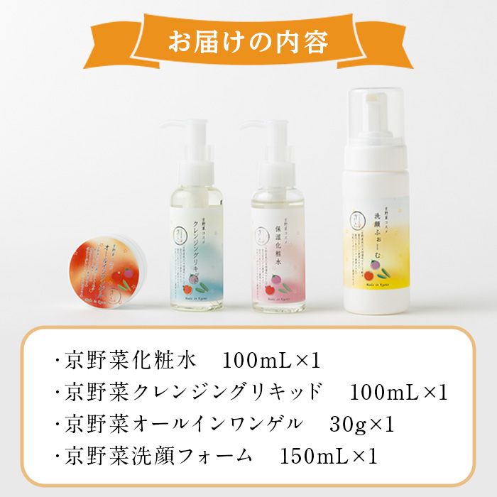 京野菜スキンケアシリーズ 京美人セット(洗顔フォーム) 特産品 京野菜 スキンケア クレンジング 洗顔 化粧水 オールインワンゲル 美容 コスメ 保湿 美白効果 エイジング効果 【uj-AK005-A】【ロジック】