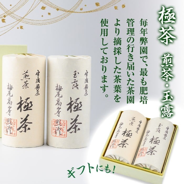 宇治「極茶(きわめちゃ)]2種セット箱入(宇治煎茶・宇治玉露/各150g) お茶 宇治茶 緑茶 玉露 【uj-AP005】【丸利吉田銘茶園】