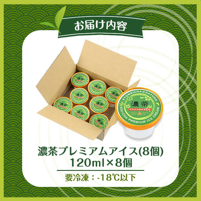 濃茶プレミアムアイス(8個) 特産品 十勝 生クリーム 宇治茶 宇治抹茶 抹茶 アイス アイスクリーム スイーツ デザート 【uj-AQ001】【茶游堂（ちゃゆうどう）】