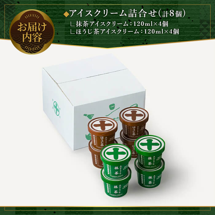 《中村藤吉本店》濃厚で豊かな味わいのアイスクリーム詰合せ(2種・計8個) 【uj-AZ001-A】【中村藤吉本店】