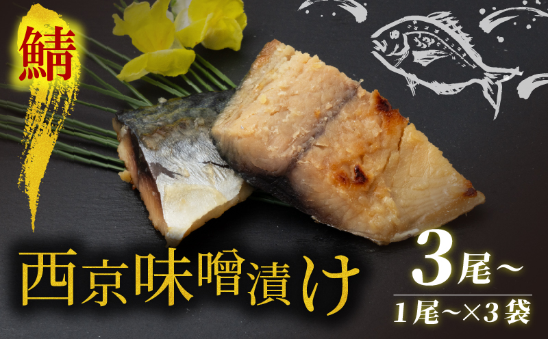 西京漬け サバ  ( 片身 1～2尾 × 3袋 ) 橋立やまいち 鯖 魚 切り身 切身 魚介 味噌 漬け 和食 保存食 備蓄食 西京漬 西京味噌 漬け魚 おかず 西京味噌漬け おつまみ