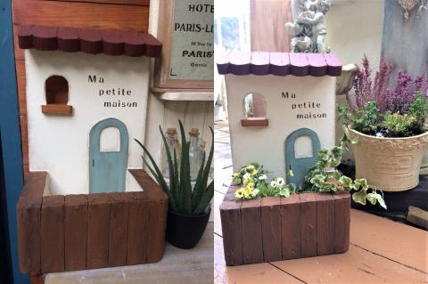 ＜Moon Rabbit＞赤い屋根のお家プランター ｜ 雑貨 庭 ガーデニング 屋外 オブジ 鉢 インテリア