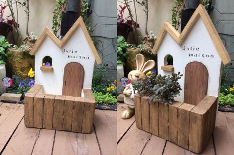 ＜Moon Rabbit＞2屋根のお家プランター ｜ 雑貨 庭 ガーデニング 屋外 オブジェ 飾り棚 ミニハウス インテリア