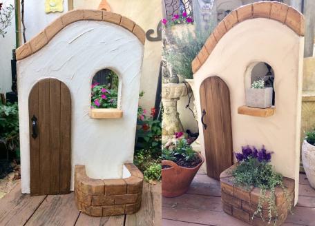 ＜Moon Rabbit＞ ブラウンカラーのドア付き 塀 ｜ ガーデニング 雑貨 プランター ナチュラル ガーデニング インテリア 衝立 屋外 ガーデン