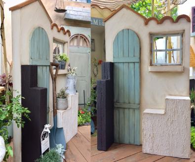 ＜Moon Rabbit＞ 大きなドアのフレンチ塀 ｜ ガーデン雑貨 庭 ガーデニング 屋外 インテリア雑貨 花台 ドア 間仕切り