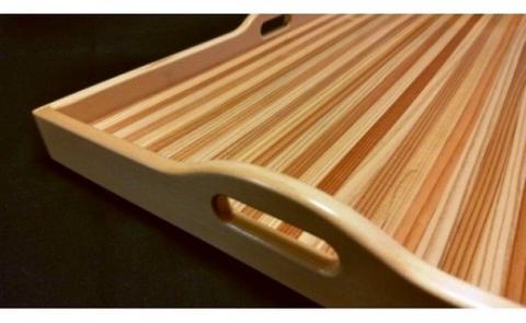 トッテもステキな杉ストライプ長角盆≪木製 スギ すぎ 桧 ヒノキ ひのき キッチン おぼん オボン インテリア トレイ トレー≫