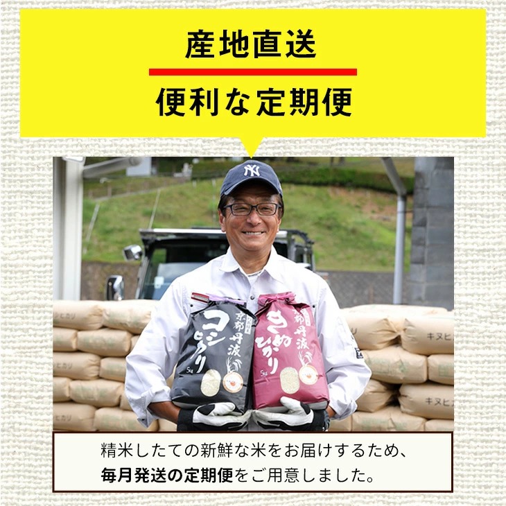 【定期便】令和7年産 新米 京都丹波米 10kg(こしひかり5kg・きぬひかり5kg)×6回 計60kg◇◆◇ 6ヶ月 白米 6回定期便 コシヒカリ・キヌヒカリ 各5kg 米 精米したてをお届け ※北海道・沖縄・離島への配送不可