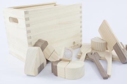 木製 食品のままごとセット【檜のおもちゃ ＩＫＯＮＩＨ】 ≪桧 おもちゃ ヒノキ ひのき 木育 知育≫