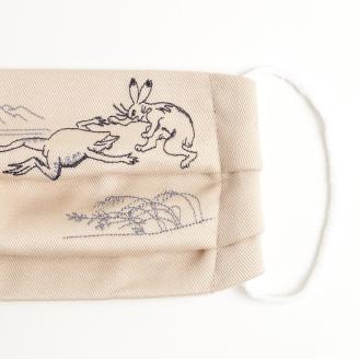 鳥獣戯画マスク2枚セット（遅れてきた兎／ひっくり蛙）【Mサイズ】