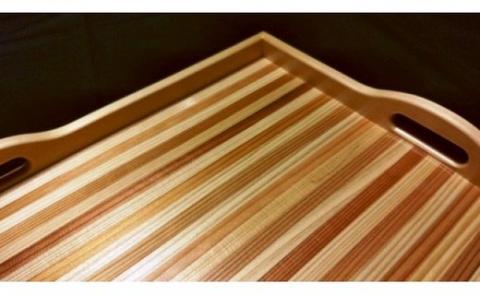 トッテもステキな杉ストライプ長角盆≪木製 スギ すぎ 桧 ヒノキ ひのき キッチン おぼん オボン インテリア トレイ トレー≫