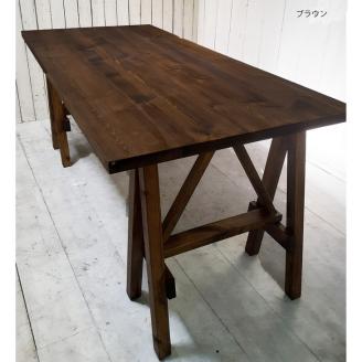 【ヴィンテージキャメル】アンティーク風 無垢材 ソーホース デスク【トリアン脚】＜アンティーク風 家具 Dea-Sirio＞ ※北海道・沖縄・離島への配送不可