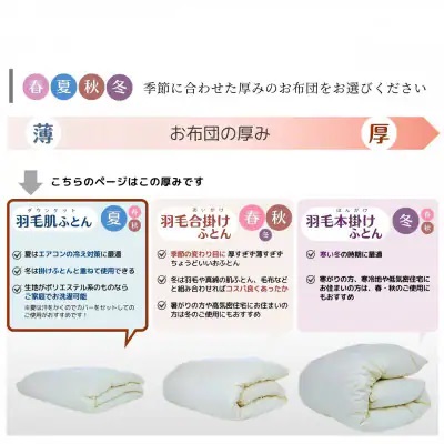 京都金桝 軽くて暖か 肌掛け 羽毛布団 シングルサイズ×1枚 ハンガリーホワイトダウン90％ DP360 シンプル アクア