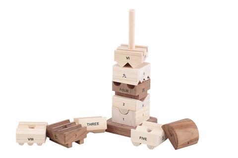 木製 積み上げタワー型おもちゃ ナンバータワー【檜のおもちゃ ＩＫＯＮＩＨ】 ≪桧 おもちゃ ヒノキ ひのき 木育 知育≫