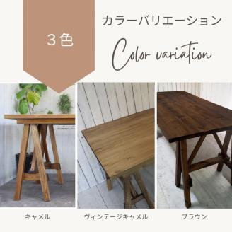 【キャメル】アンティーク風 無垢材 ソーホース デスク【トリアン脚】＜アンティーク風 家具 Dea-Sirio＞ ※北海道・沖縄・離島への配送不可