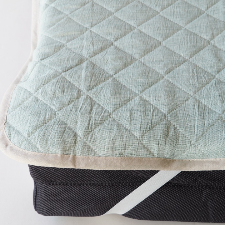 【グリーン】敷きパッド 洗える近江ちぢみ本麻敷きパッド シングル（100×200cm） 春/夏/秋/冬 ＜亀屋寝装センター＞《寝具 布団 ベッド ベッドパッド 敷きパッド 麻 近江ちぢみ》