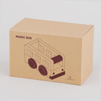 木製 オルゴール バス【檜のおもちゃ ＩＫＯＮＩＨ】 ≪桧 おもちゃ ヒノキ ひのき 木育 知育≫