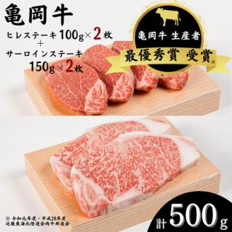 ＜期間限定＞亀岡牛 ヒレステーキ 2枚（200g）・サーロインステーキ 2枚（300ｇ）セット ☆祝！亀岡牛 2023年最優秀賞（農林水産大臣賞）受賞
