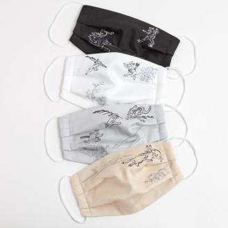 鳥獣戯画マスク4枚セット（遅れてきた兎／追われる猿／ひっくり蛙／蛙と兎の相撲）【Mサイズ】