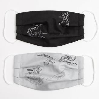 鳥獣戯画マスク2枚セット（追われる猿／蛙と兎の相撲）【Mサイズ】