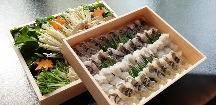 期間限定 鱧しゃぶセット 2～3人前（特製スープ・野菜付）＜丹波四季菜料理 宮本屋＞｜ハモ はも  ※配送不可地域あり