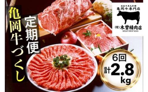 [6回定期便]亀岡牛 6ヶ月 お楽しみセット[計2.8kg][亀岡牛専門 木曽精肉店] 祝!亀岡牛 2021年最優秀賞(農林水産大臣賞)受賞※冷凍(冷蔵も指定可)