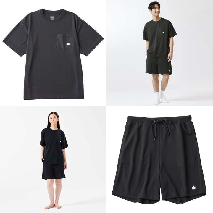 LBL リカバリーウエア 夏用上下セット　Mサイズ　リカバリーショーツ+Tシャツ ブラック