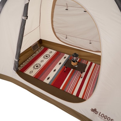 LOGOS コットンラグ (240×90cm)ブルー 雰囲気あるアウトドアシーンに 71809757