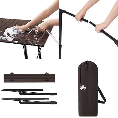 丸洗いアジャスタテーブル L アウトドアやBBQで役立ち、丸洗い可でお手入れも楽々!73551001