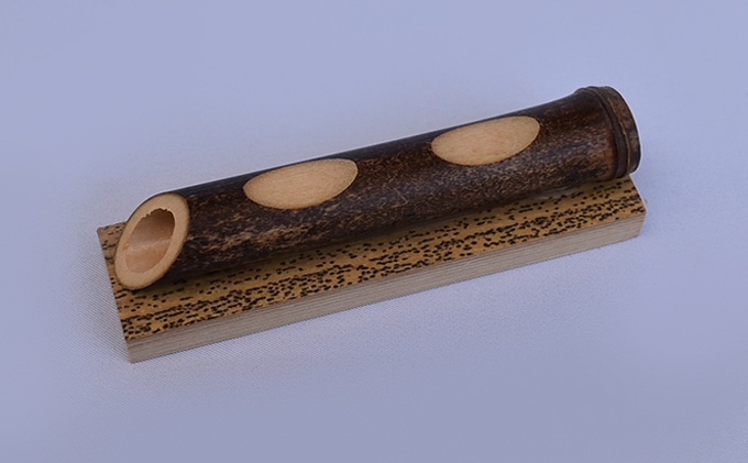 墨バサミ (大) 竹製 1点＋筆置き (黒竹斜め・竹根胡麻・竹根煤/いずれか2点）合計3点セット 工芸品 雑貨 日用品 文房具 書道用品 墨用のホルダー セット