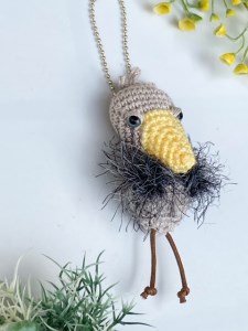 「動かない鳥」ハシビロコウのチャーム (3) グレー×黒 [1104]