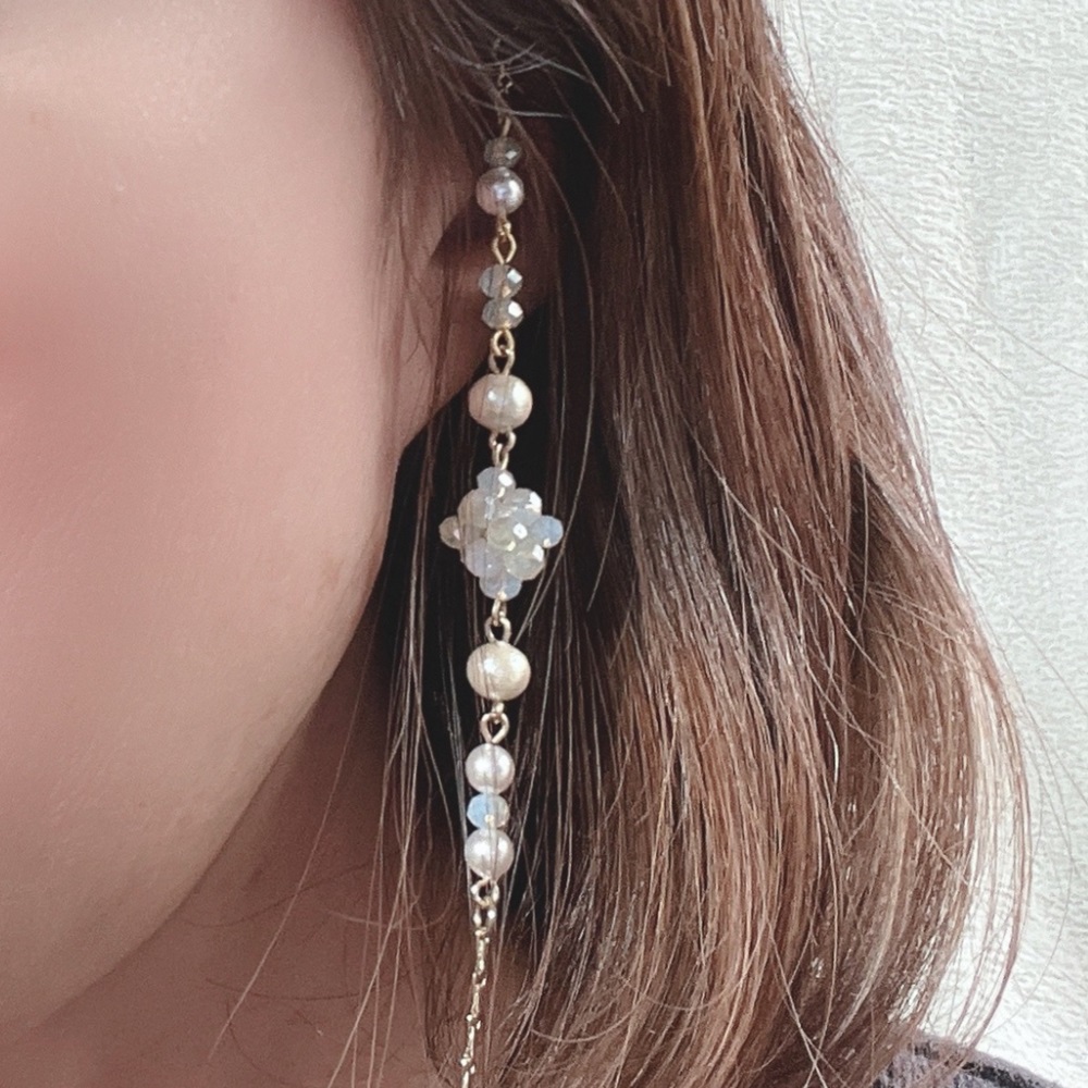 ガラスビーズのメガネチェーン＊ネックレスやマスクチェーンの3way使用可｜清楚な雰囲気 ガラスビーズ メガネチェーン 3WAY [1560]