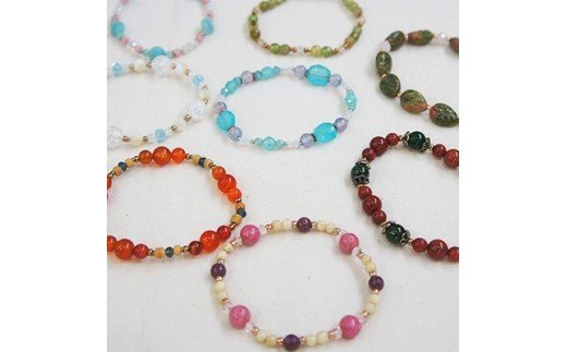 彩りハンドメイド 天然石 ブレスレット ゴムタイプ 1点 [0054]
