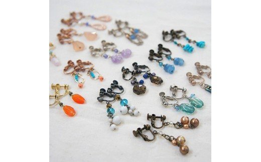 彩りハンドメイド 天然石アクセサリー よくばり5点 (イヤリング3点、ブレスレット、ネックレス)セット [0066]