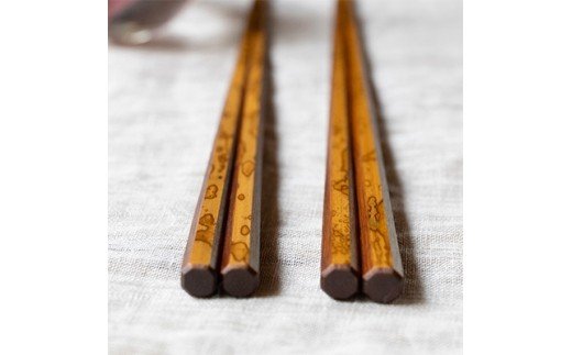 京都長岡京産 紋竹八角摺り漆箸 2膳セット｜普段使い箸 来客用箸 贈り物ギフト 竹箸 天然竹 [1643]