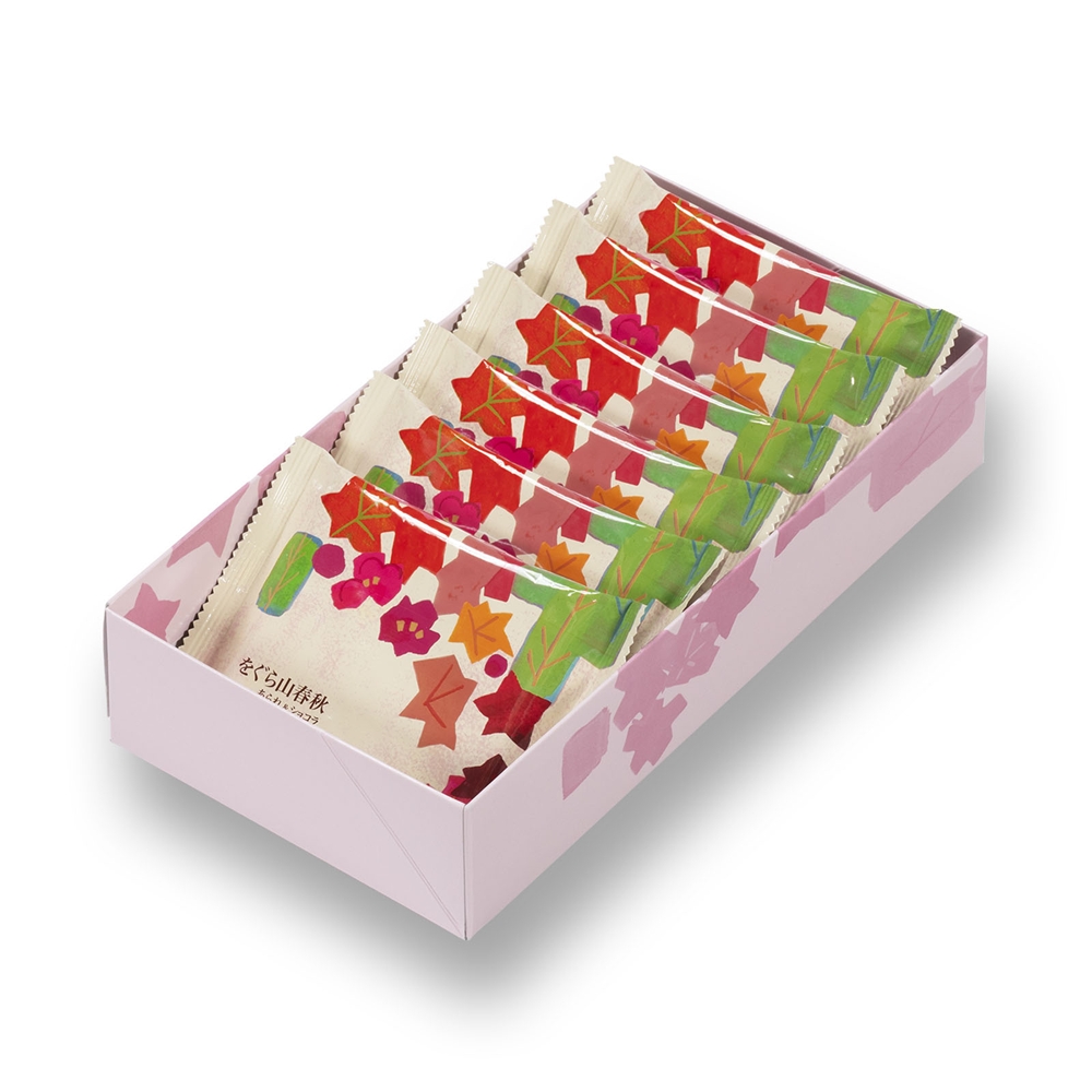 をぐら山春秋 あられ＆ショコラ 化粧箱(小)(6袋)｜小倉山荘 あられチョコ おかきチョコレート スイーツ 京都土産 和菓子 洋菓子 贈り物 ギフトスイーツ [1611]