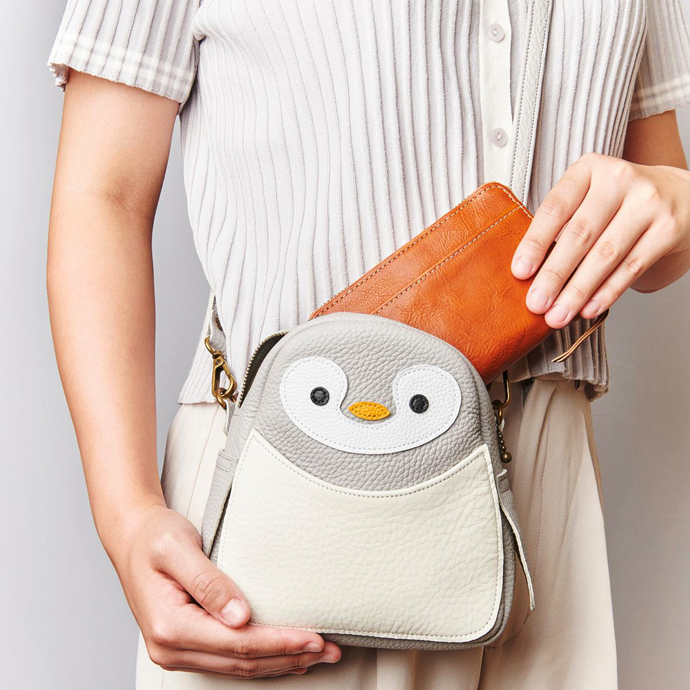 ペンギン ミニショルダーバッグ 本革使用 ペンギンバッグ ペンギンショルダー 動物バッグ [1493]