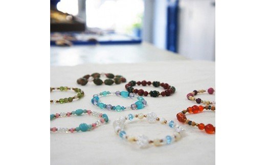 彩りハンドメイド 天然石 ブレスレット ゴムタイプ 1点 [0054]