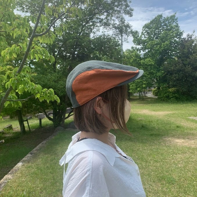 麻素材 ハンチング (Sサイズ(56cm))｜麻 通気性抜群 涼しい帽子 キャップ カジュアルファッション おしゃれ帽子 [1630]