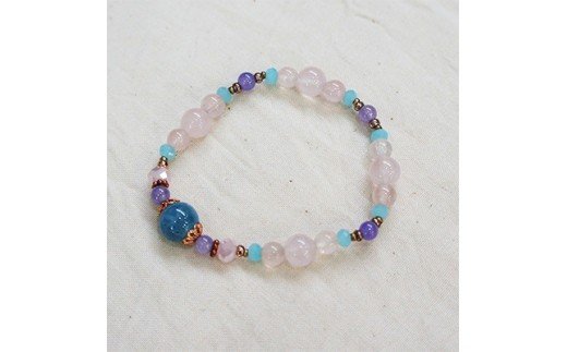 彩りハンドメイド 天然石 ブレスレット ゴムタイプ 1点 [0054]