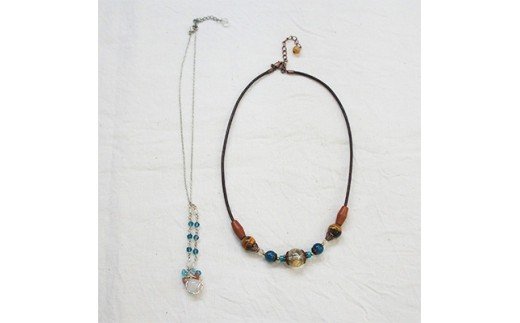 彩りハンドメイド 天然石 ネックレス2点セット [0062]