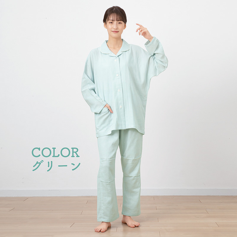 和晒し　2重ガーゼ　レディースパジャマ　綿100%　日本製　Lサイズ　ピンク