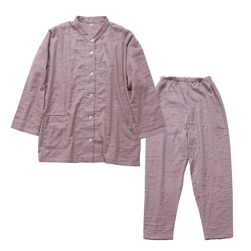 moun　3重ガーゼ　レディースパジャマ　綿100%　日本製　Mサイズ（ブルー）