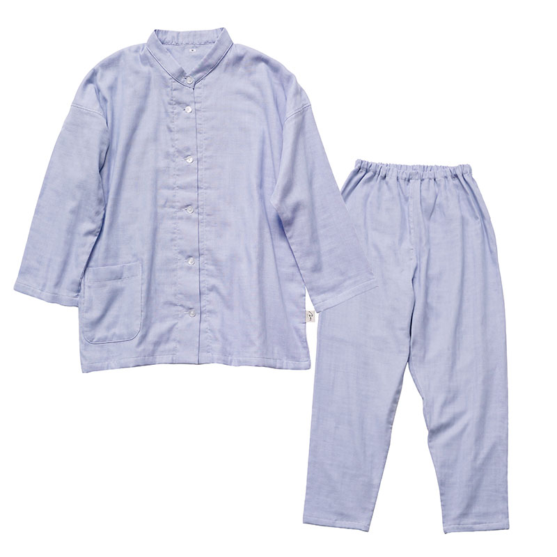 moun　3重ガーゼ　レディースパジャマ　綿100%　日本製　Mサイズ（ブルー）