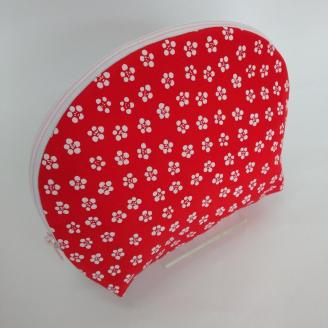 シルク・ちりめんポーチ（梅模様）赤　TR00013