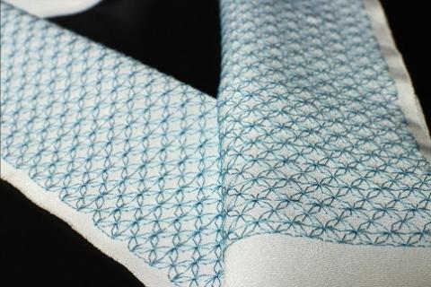 刺繍半衿（半襟）ブルー　AM00269